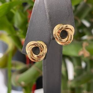 14K Yellow Gold Love Knot Stud Earrings